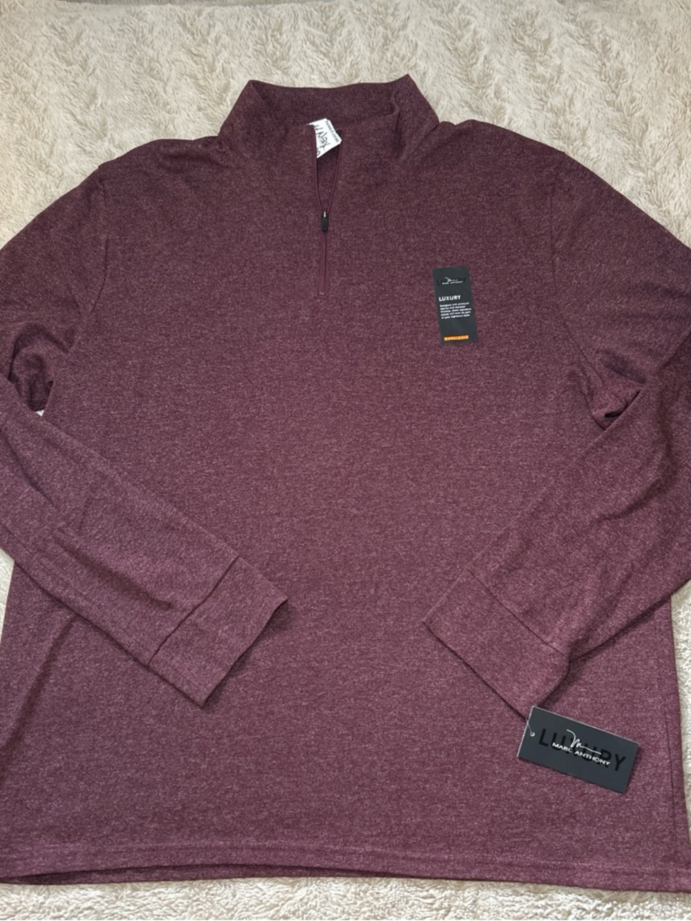 Marc Anthony Men's Burgundy Zip-Neck Sweater